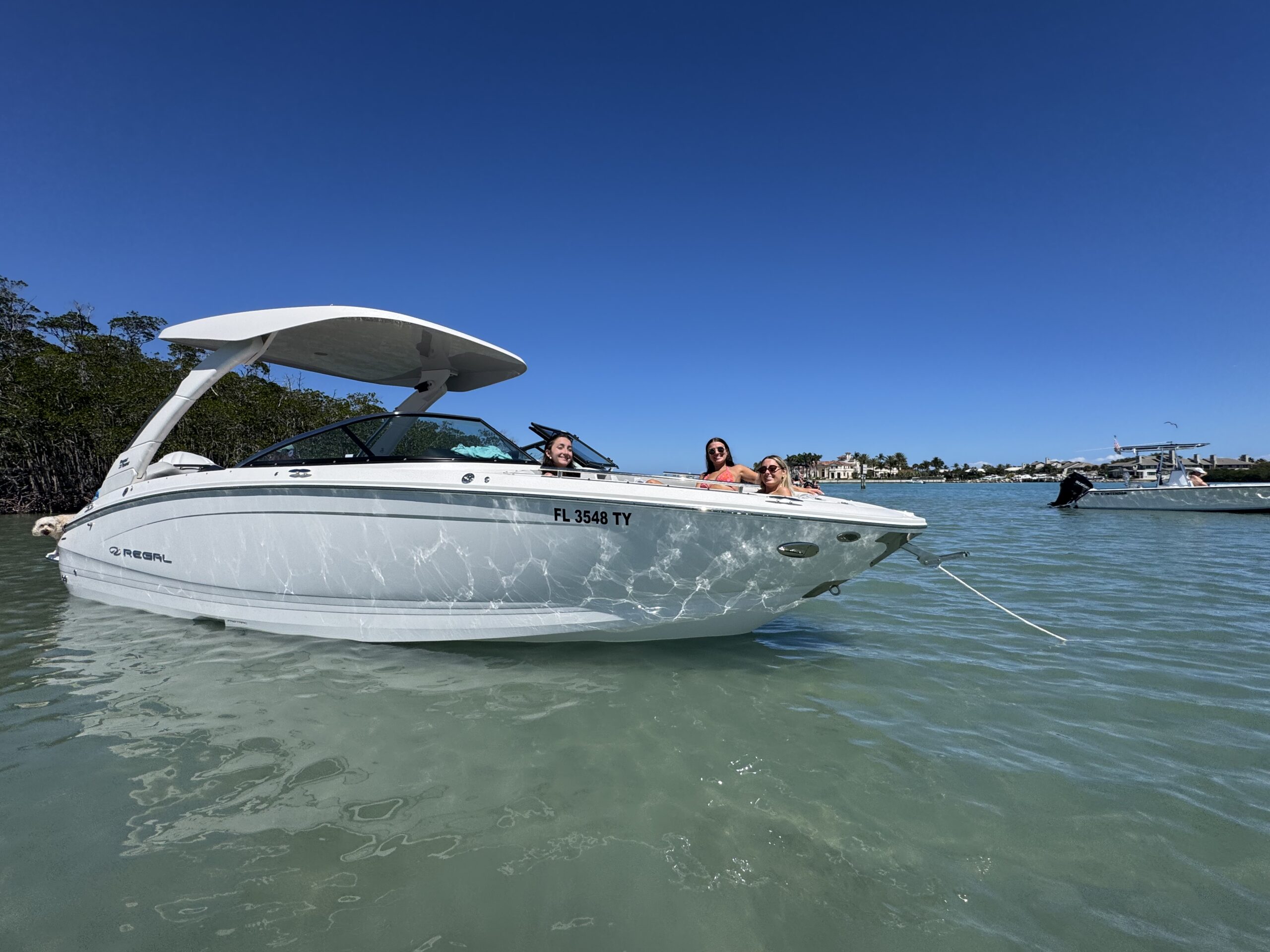 Family and friends on boat